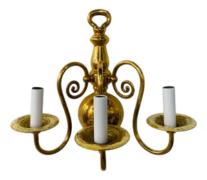 Georgian Brass Three Light Wall Sconce