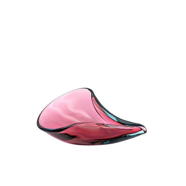 Mid-Century Modern Mid-Century Murano Glass Sommerso Shell Bowl by Flavio Poli for Seguso, 1956 For Sale - Image 3 of 8