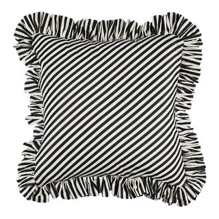 Schumacher Brigitte Stripe Pillow 20" in Black For Sale