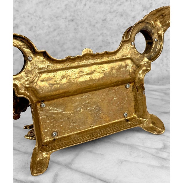 Vintage Italian Rococo Brass Cherub Double Inkwell Letter Holder Desk Set For Sale - Image 10 of 10