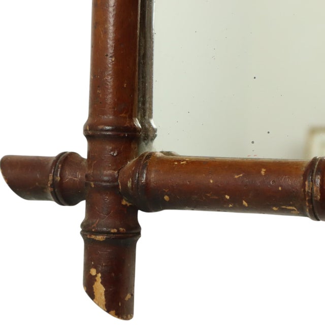 French Wooden Faux Bamboo Mirror For Sale - Image 10 of 15