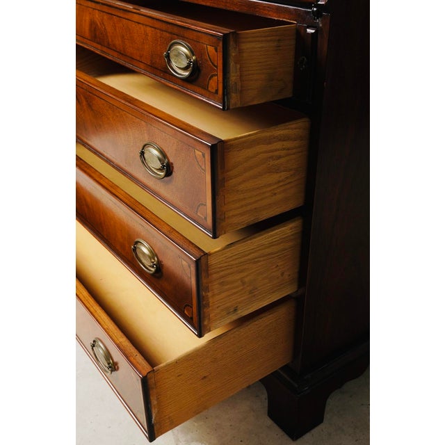 Late 20th Century Late 20th Century Stunning Federal Style Mahogany Two-Part Secretary Bookcase | Inlaid Drop Front Desk | Like New Condition For Sale - Image 5 of 13