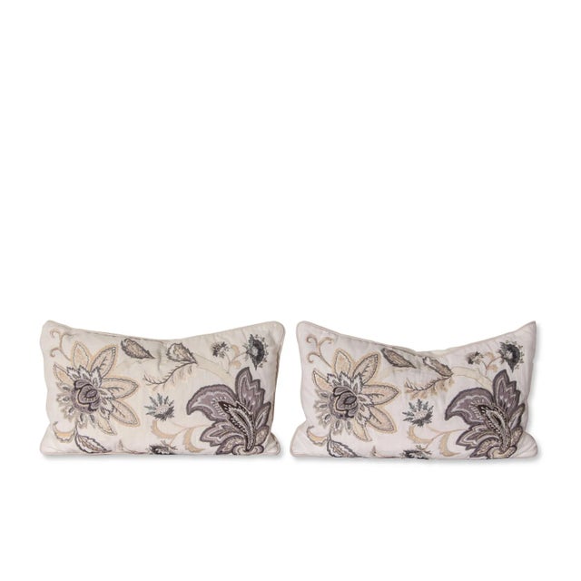2010s Pair of Sequin Paisley Lumbar Pillows For Sale - Image 5 of 5