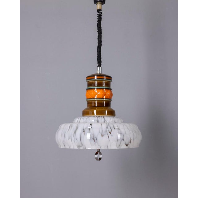 Vintage Ceramic and Glass Pendant Light, Italy, 1960s For Sale - Image 12 of 12