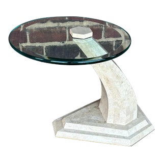 Maitland Smith Glass and Tessellated Marble Side Table For Sale