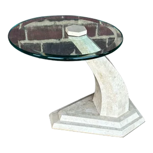 Maitland Smith Glass and Tessellated Marble Side Table