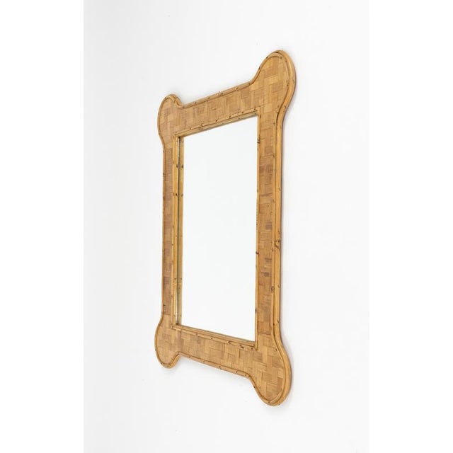 Wood Mid-Century Modern Bamboo and Rattan Wall Mirror, 1970s For Sale - Image 7 of 13