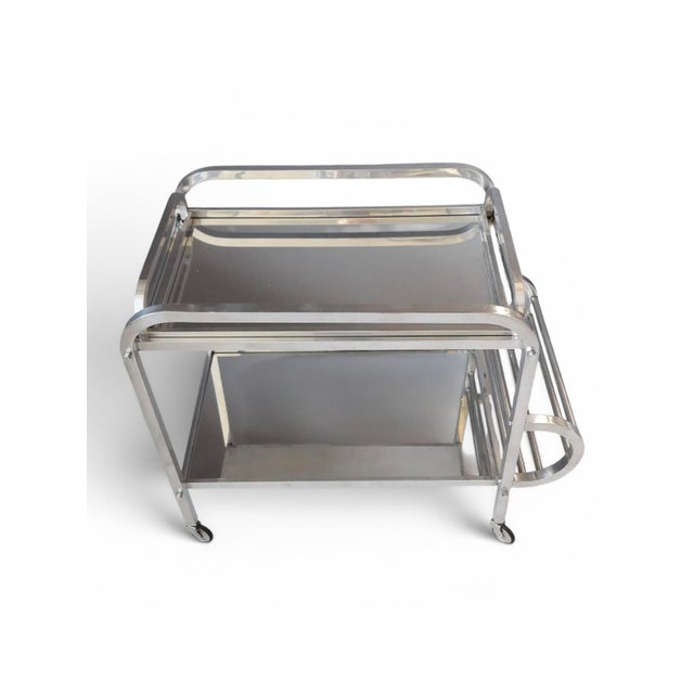 Art Deco French Drinks Trolley with Mirrored Glass & Removable Tray, 1930s, Set of 2 For Sale - Image 4 of 9