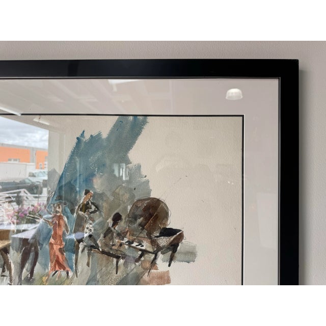 1980s Zygmund Jankowski American ( 1925-2009) "Jazz Musicians" Watercolor Painting For Sale - Image 5 of 9
