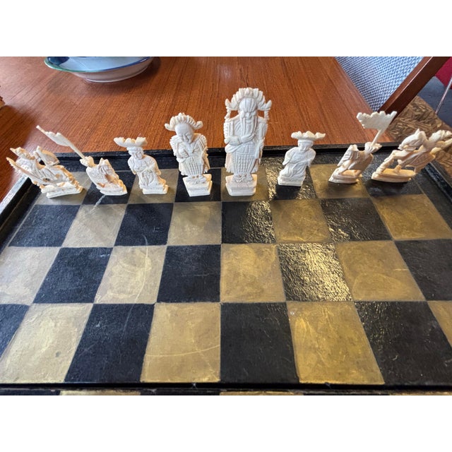 Hand-Carved Chinese Bone Export Travel Chess Set Early 20th Century For Sale - Image 10 of 12