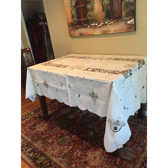 Italian Linen Original Tablecloth With Embroidered Designs Chairish