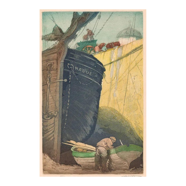 Early 20th Century John Wesley Cotton Harbor Aquatint Etching For Sale