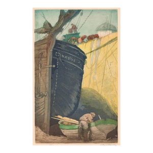Early 20th Century John Wesley Cotton Harbor Aquatint Etching