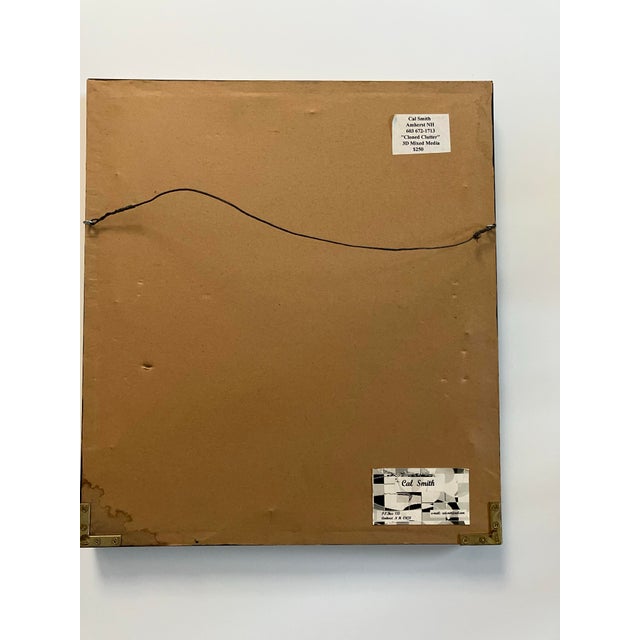 Abstract 1990s Framed Painted Assemblage Sculpture Signed Cal Smith For Sale - Image 3 of 5