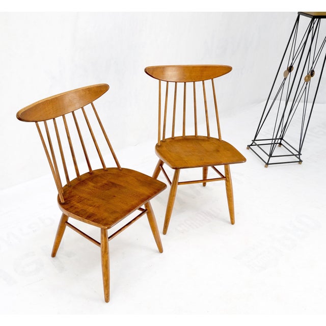 Mid 20th Century Pair of Mid-Century Modern Solid Maple Conant Ball Russel Right Sid Chairs Mint! For Sale - Image 5 of 16