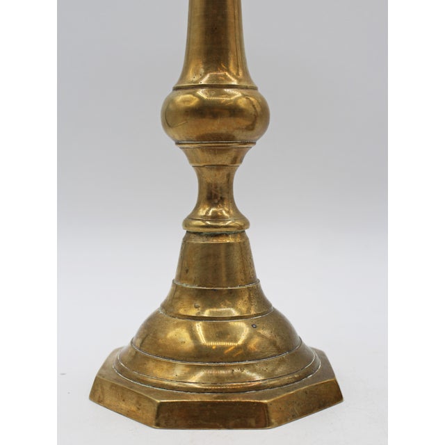 Circa 1860 Pair of English Brass Candlesticks For Sale - Image 4 of 5