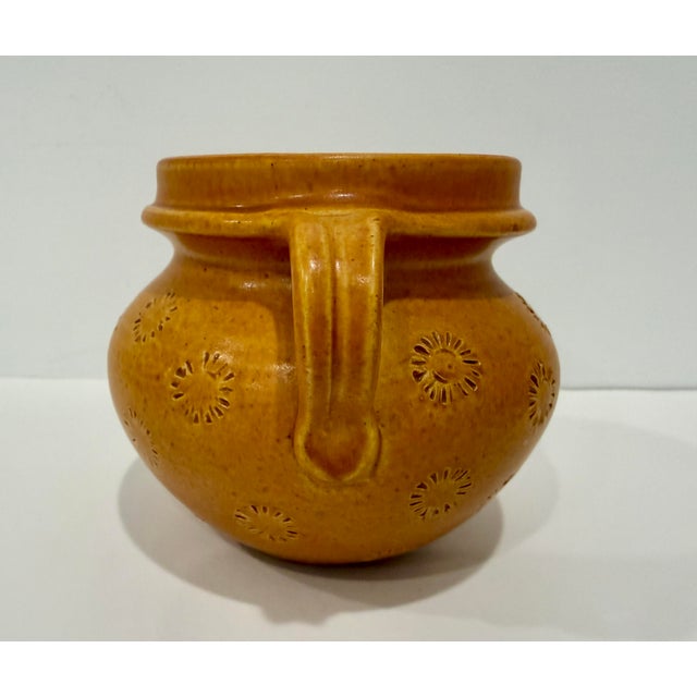 1960s Vk Studio Keramik 1960s Mustard Yellow Orange Handled Velus Vase Jar Germany MCM For Sale - Image 5 of 8