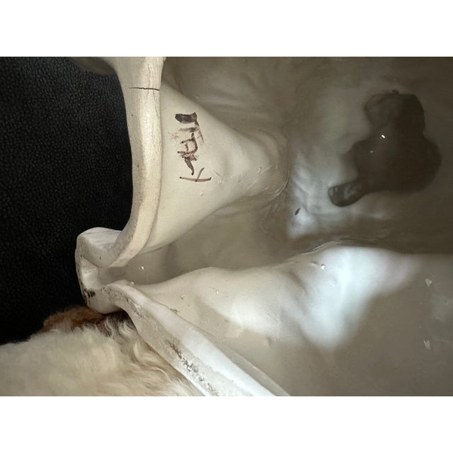 White Italian Ceramic White Poodle Life Size Signed For Sale - Image 8 of 9