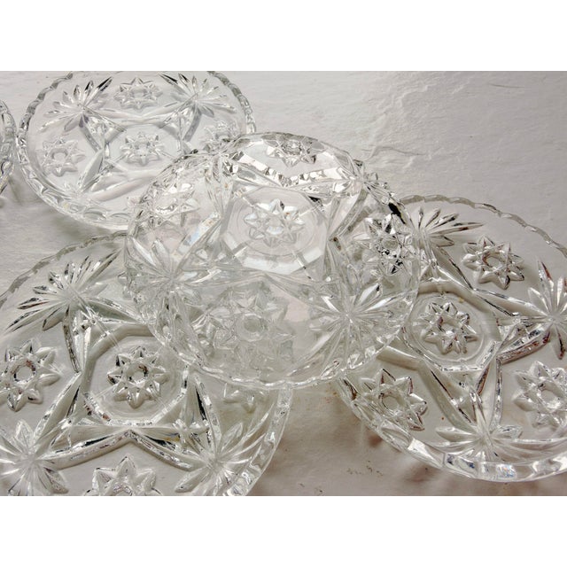 Anchor Hocking Vintage Mid-Century Modern Anchor Hocking Clear Press Cut Glass Coasters - Set of 6 For Sale - Image 4 of 4