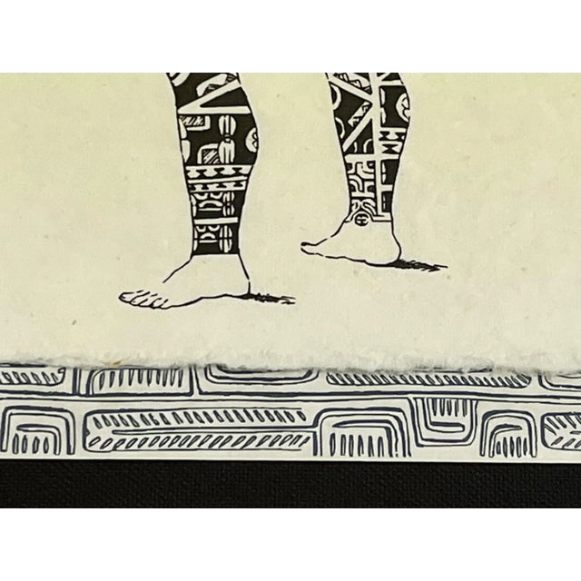 Mid-Century Modern Vintage Keith Haring Style Tribal Tattoo Art Lithograph on Tapa Cloth For Sale - Image 3 of 12