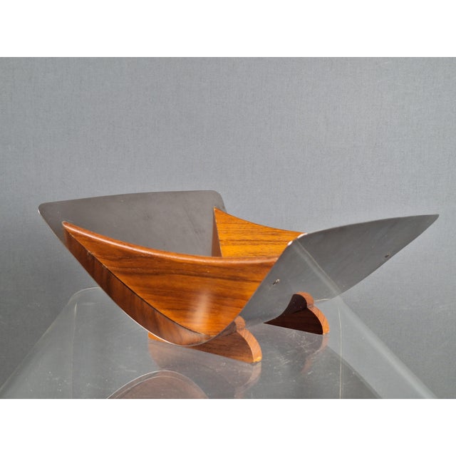 Wood Kalmar Bowl Kalmar in Stainless Steel and Teak from Arthur Salm, 1960s For Sale - Image 7 of 7
