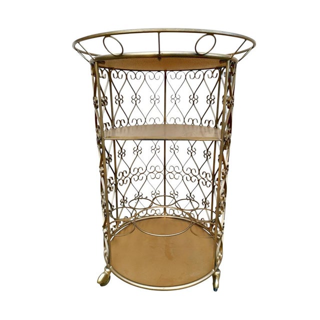 Mid-Century Modern Round Bar Cart in Wrought Iron by Chaty Vallauris, 1970s For Sale - Image 4 of 10