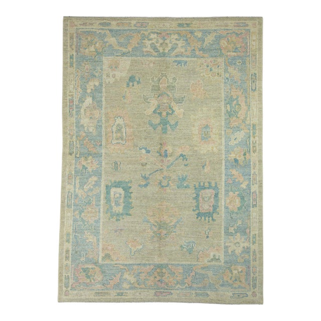 Turkish Oushak Rug 5'1" x 7'2" #17362 For Sale