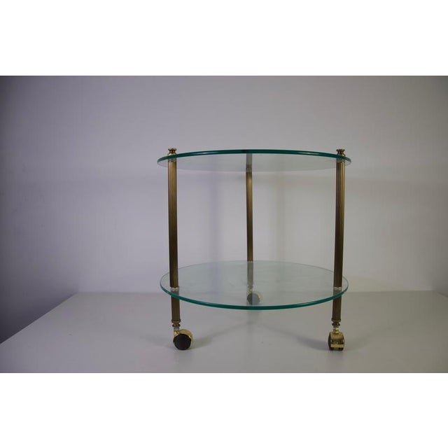 Metal French Brass and Glass Bar Cart, 1950s For Sale - Image 7 of 12