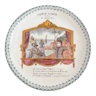 1800s French Faience Theatre Plate For Sale
