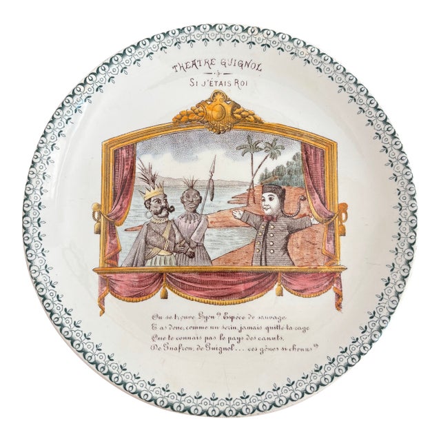 1800s French Faience Theatre Plate For Sale