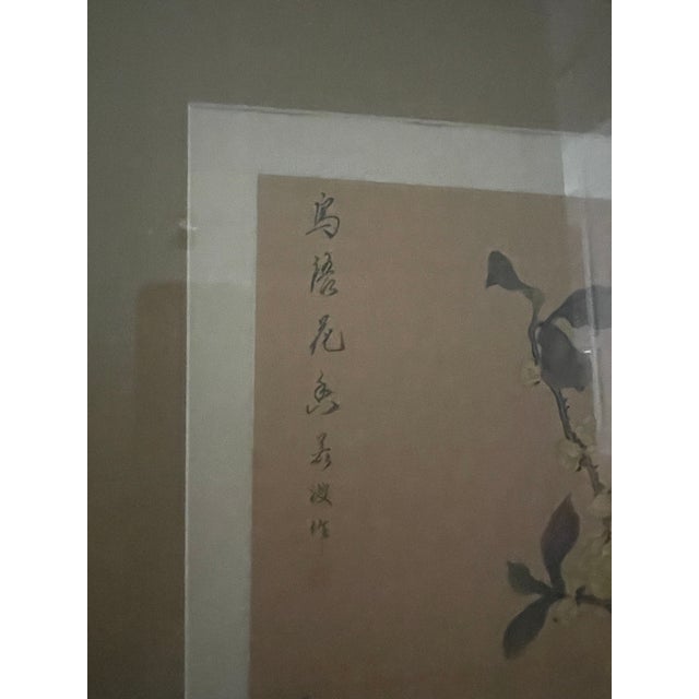 Chinoiserie Original Painting Bird With Flowers Signed For Sale In New York - Image 6 of 9