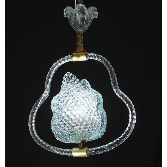1950s Art Deco Charming Light Blu Murano Glass Chandelier by Barovier E Toso For Sale - Image 4 of 16