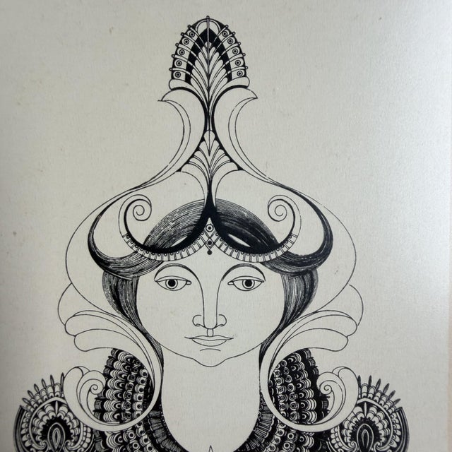 High-quality vintage art print by Belgian artist Stella Van der Auwera, dated 3/76. Frame dimensions: height 26 cm, width...