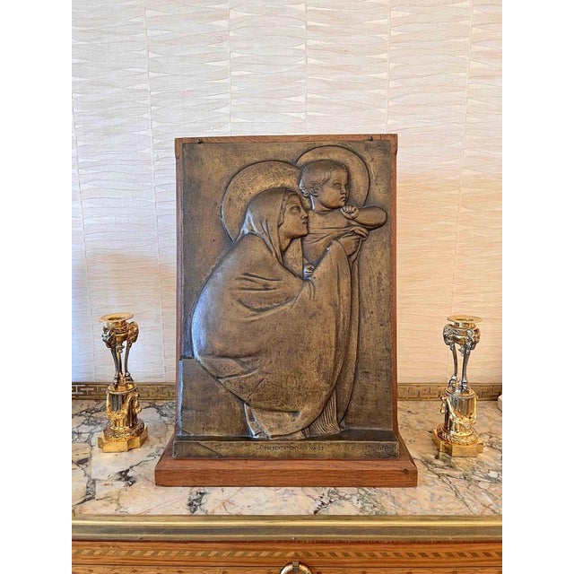 Georges Mathey, Large Bas Relief, 1912, Bronze & Oak For Sale - Image 15 of 15