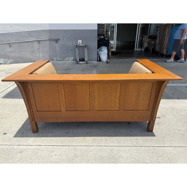 1990s Stickley Craftsman Prairie Settle Loveseat For Sale - Image 10 of 12