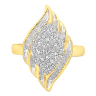 10K Yellow Gold Diamond Cocktail Ring (3/4 Cttw, I-J Color, I2-I3 Clarity) - Size 8 For Sale