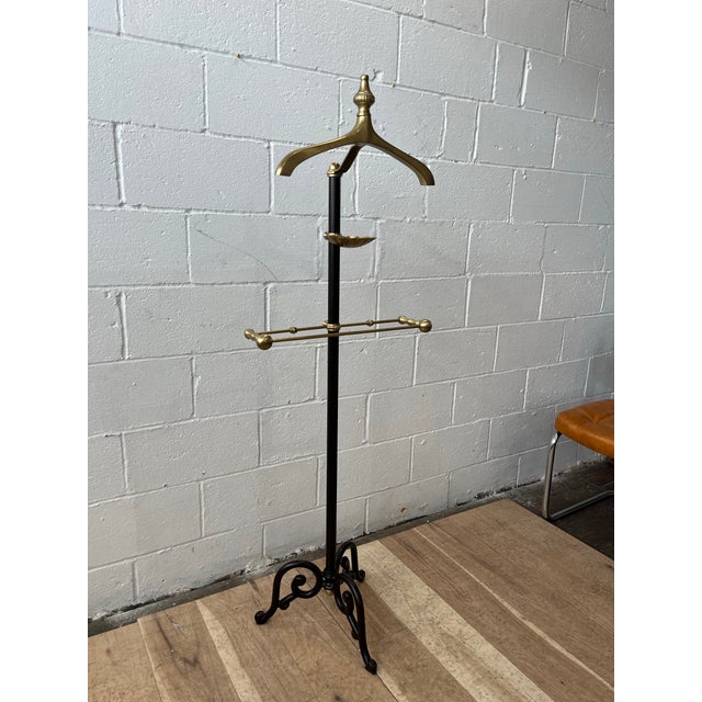Mid-Century Modern Mid Century Brass and Iron Valet For Sale - Image 3 of 12