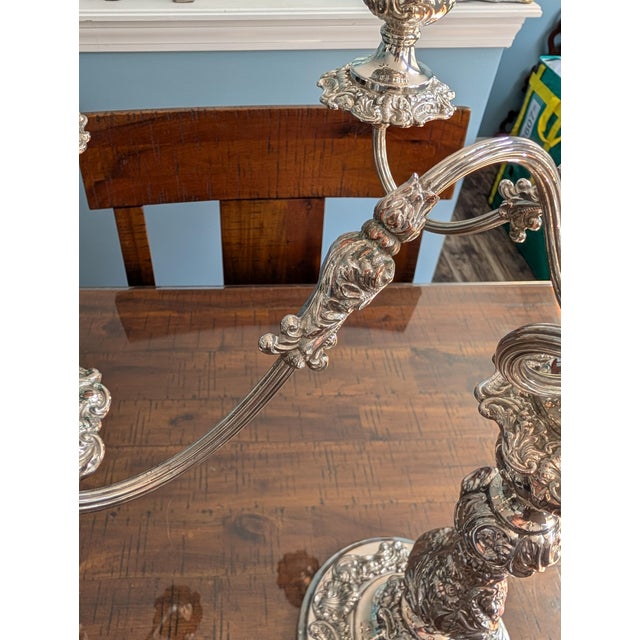 Rococo Barker Ellis 1930-40's 5 Arm Candelabra Pair. For Sale - Image 3 of 17