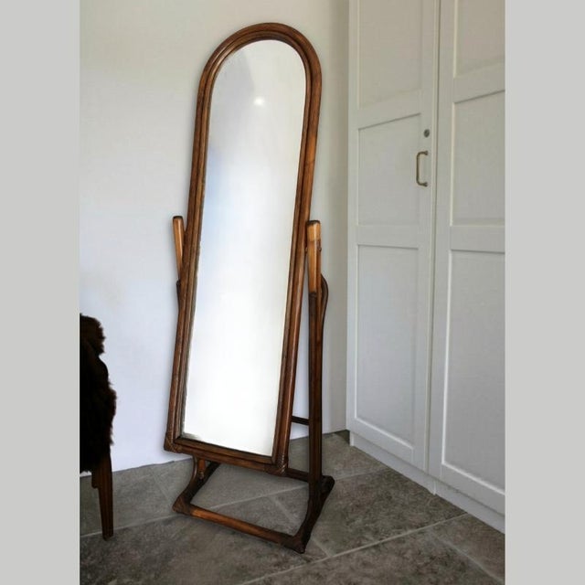 Vintage French Rattan Cheval Mirror, 1960s For Sale - Image 16 of 18