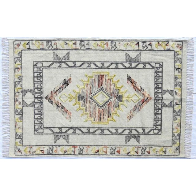 Tribal Moroccan Style Handwoven Kilim Rug For Sale - Image 4 of 5