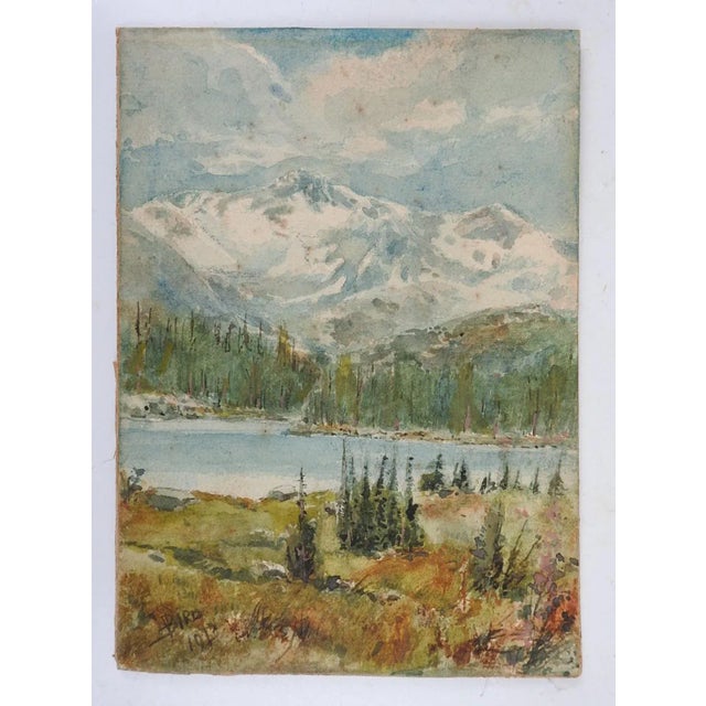 Rustic Small 1913 Mountain River Landscape Painting For Sale - Image 3 of 3