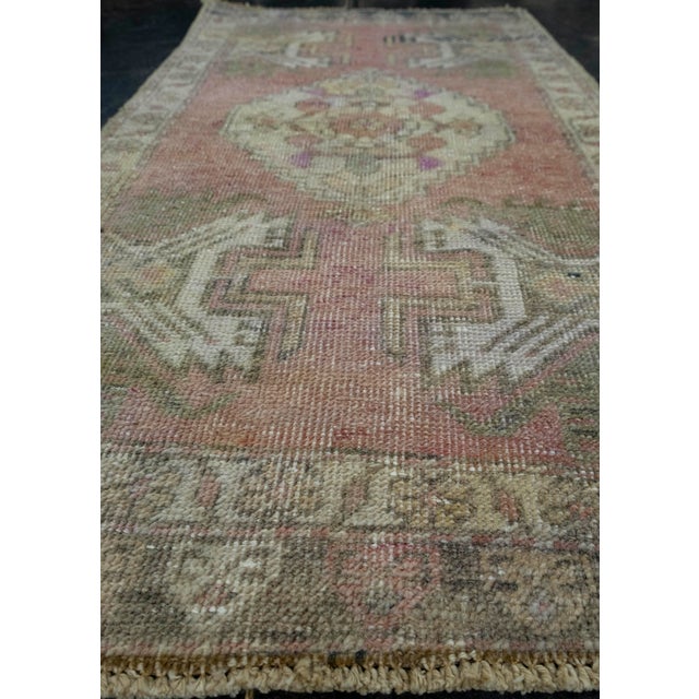 Turkish Turkish Mini Rug Oriental Hand Knotted Vintage Rug 1'8" x 3'3" #16616 For Sale - Image 3 of 8