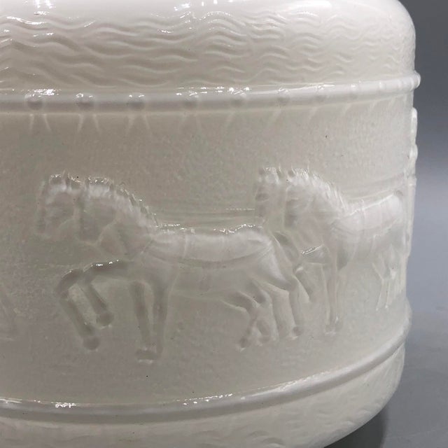 Large Neoclassical Opaline Glass Vase with a Chariot Relief by Opaline Florence, Italy, 1919 For Sale - Image 10 of 15