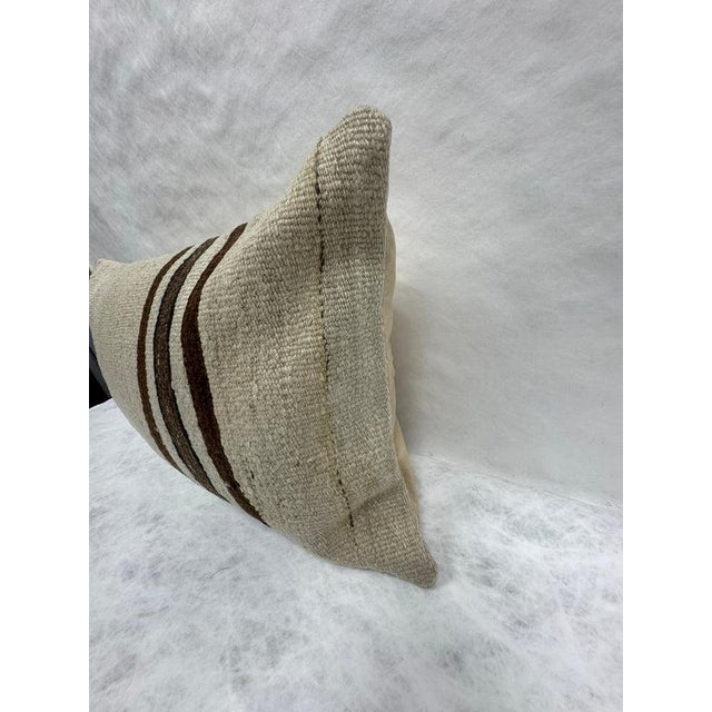 Contemporary Turkish Hemp Pillow Cushion Natural Beige Brown Pillow Cushion Cover 16" x 24" For Sale - Image 3 of 4