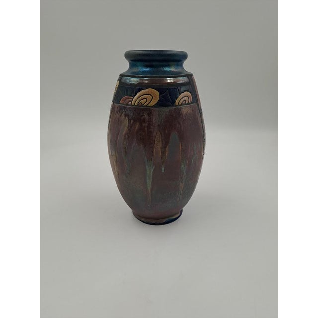 Blue Art Deco Vase by Be Jean Barol, France,1910s1920s For Sale - Image 8 of 12