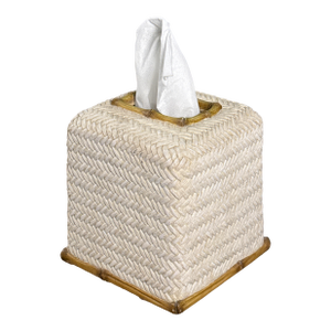 Nicole Miller Faux Woven Bamboo & Rattan Tissue Box Cover / Holder