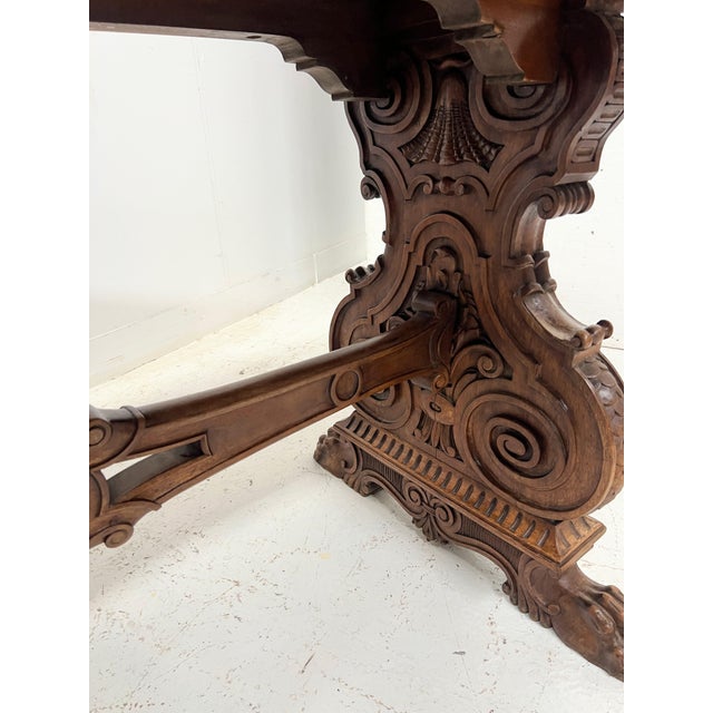 20th Century Renaissance Carved Walnut Dining Table For Sale - Image 15 of 18