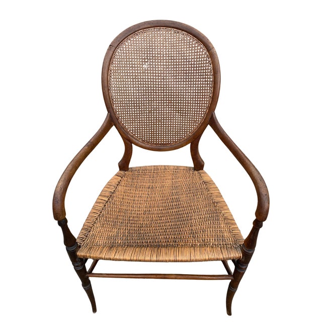 Victorian Chair in Beechwood with Rattan Seat For Sale - Image 4 of 8