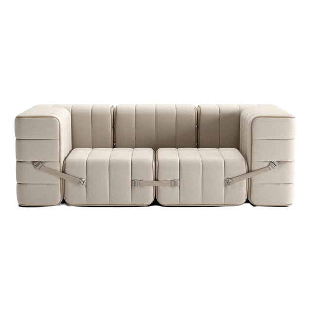 Curt Modular Set - Flexible 2-Seater with Armrests - Sera - Calla (White / Beige) by Ambivalenz, Set of 7 For Sale