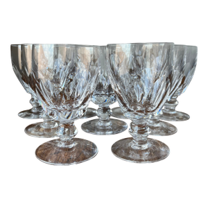 Late 20th Century Waterford Crystal Kathleen Pattern Water Goblets- Set of 9